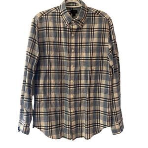 J. Crew‎ Irish Linen Long Sleeve Blue Plaid Button Down Shirt